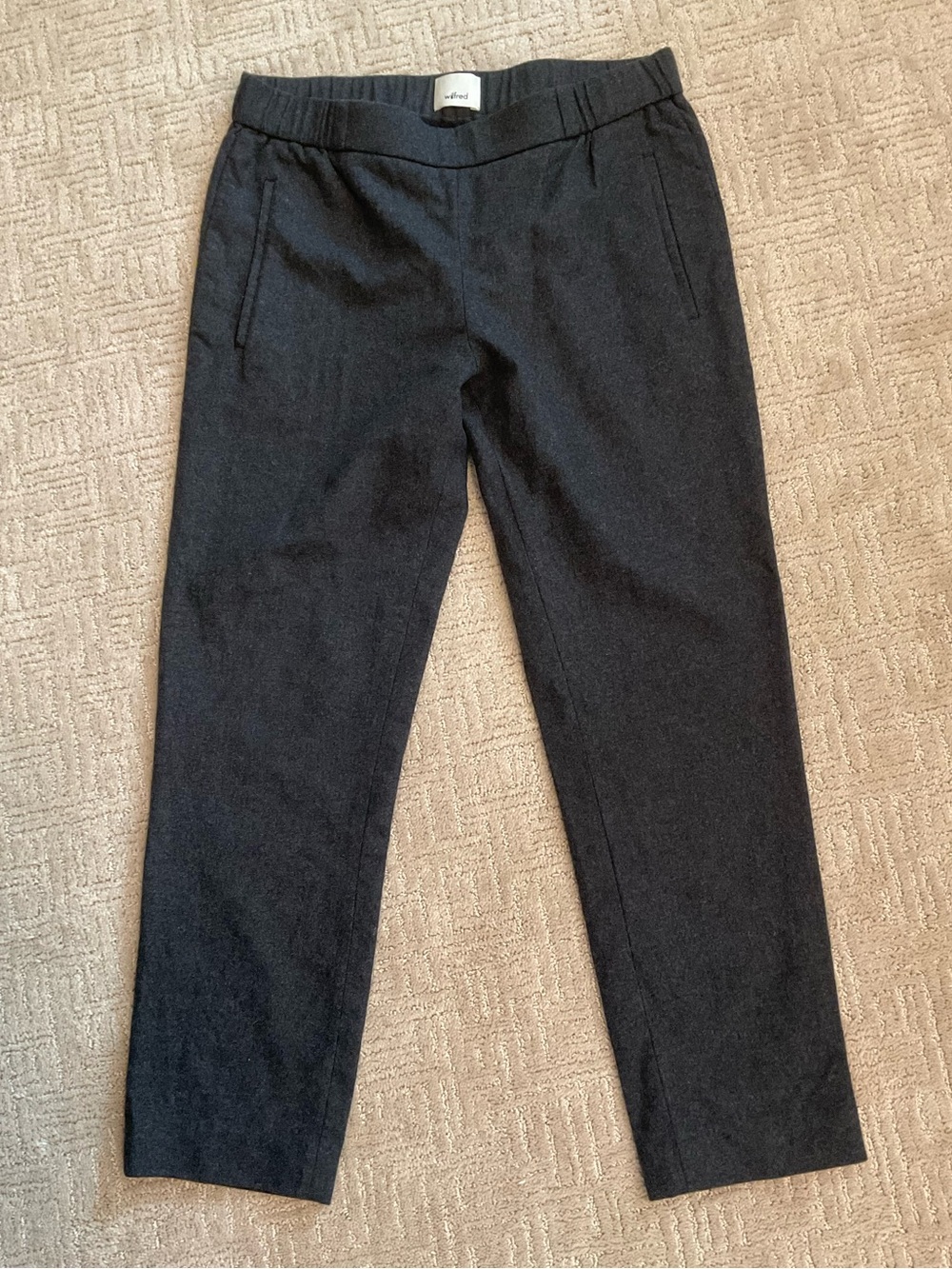 🩶 Wilfred Wool Cashmere Pants Dark Grey Cropped Ankle 4 Minimalist Workwear EUC